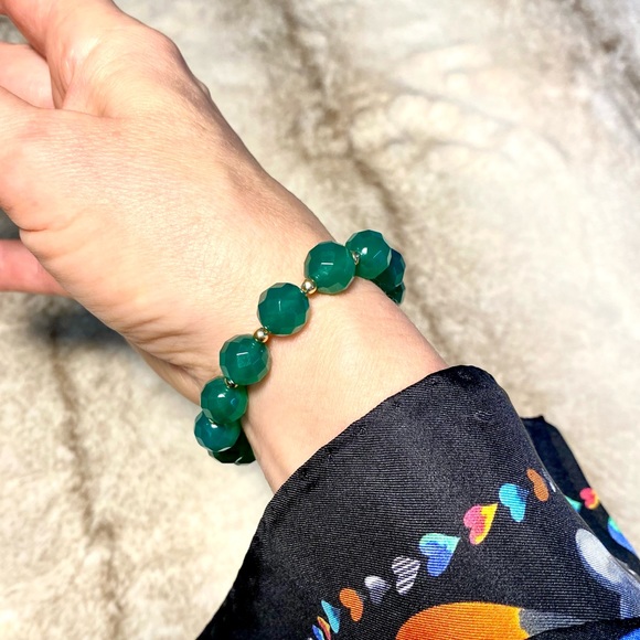 Onyx Green Bracelet sterling Silver Classic elegant style - Picture 2 of 9